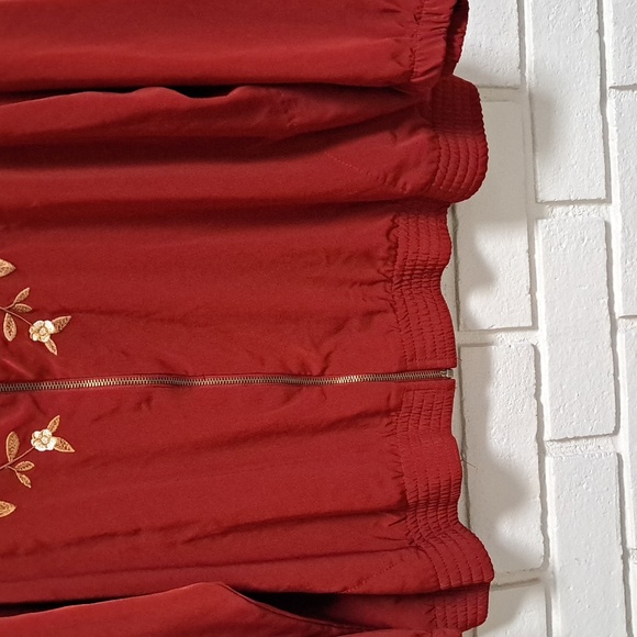 Bon Worth Burnt Orange  Floral Detail Zip Up Jacket. Size XL Petite - Picture 4 of 8